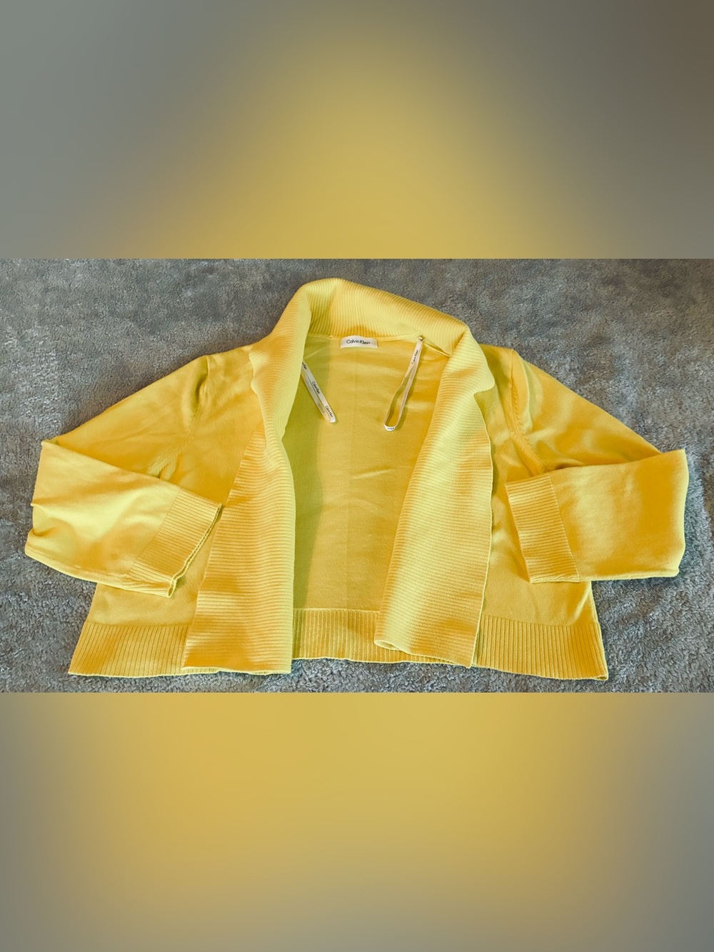 Calvin Klein Open-Front Yellow Knit Cardigan Size Medium